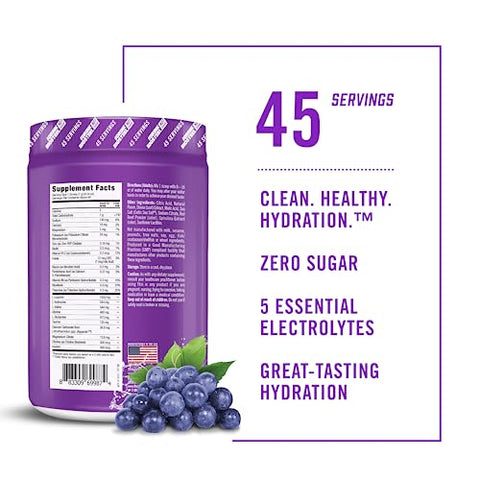 BIOSTEEL - BioSteel Zero Sugar Mix de Hidratação, Sabor Uva, 45 Porções por Pote – Hidratação Deliciosa com 5 Eletrólitos Essenciais