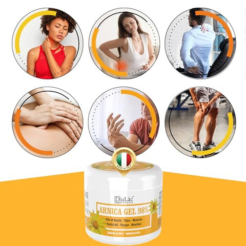 DULÀC FARMACEUTICI 1982 - Dulàc – Gel de Arnica para Hematomas e Inchaços Máxima Potência (98%) 500ml para Alívio Muscular e Articular, Efeito Refrescante, Testado Dermatologicamente e 98% Natural – Fabricado na Itália