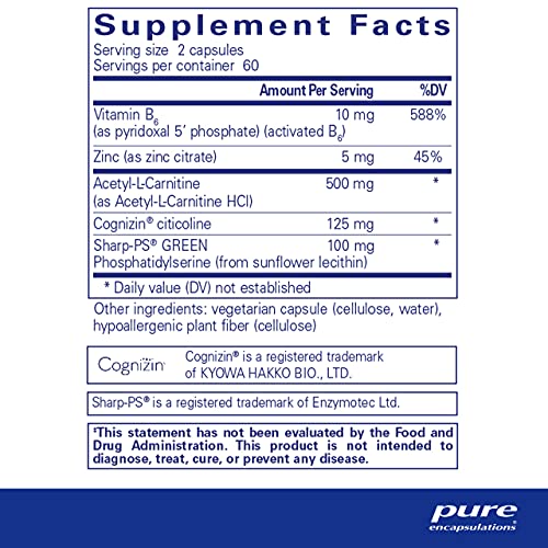 CogniPhos | Suporte Neuronal para Desempenho Cognitivo e Comportamento | 120 Cápsulas - Pure Encapsulations