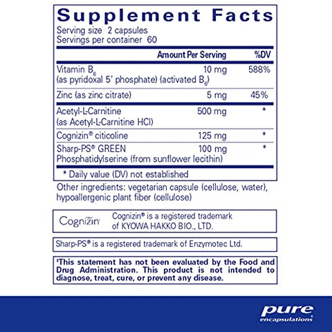 CogniPhos | Suporte Neuronal para Desempenho Cognitivo e Comportamento | 120 Cápsulas - Pure Encapsulations