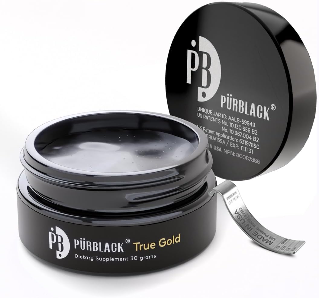 Live Resin True Gold Shilajit – Suplemento Orgânico de Shilajit com Conteúdo de Ouro Verdadeiro | Mais de 80 Minerais, Alta Bioacessibilidade, Propriedades Antioxidantes | Fabricado nos EUA (60g) - Pürblack