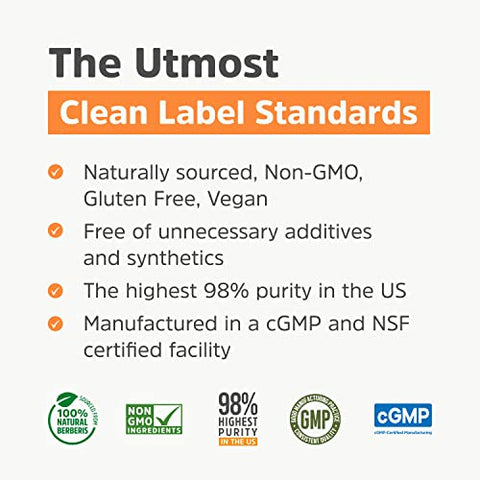 Physician's Healthy Alternatives - Clean Label Berberine | Ultra Puro 98%% Berberine HCl, Potência Máxima nos EUA | 90 Plantcaps® Patenteadas de Suplemento de Berberina | Cápsulas de Berberina 500mg | Berberina Diária 1500mg