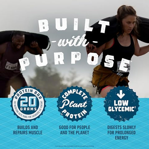 CLIF BUILDER'S - CLIF Builders – Barra de Proteína à Base de Plantas Sabor Cookies ‘n Cream – Sem Glúten – Não-OGM – Baixo Índice Glicêmico – 20g de Proteína – 68g (12 Unidades)