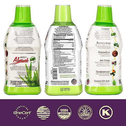 Aloe Vera Herbal Detox Formula – Suco de Aloe Vera com Cardo Mariano, Ulmus Rubra, Bardana, Raiz de Dente-de-Leão e Equinácea para Saúde Intestinal, Suporte Hepático – Marca Lily Of The Desert - Lily Of The Desert