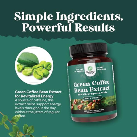 Nature Berg - Extrato de Café Verde para Emagrecimento – Cápsulas Emagrecedoras para Mulheres e Homens – Supressores de Apetite para Perda de Peso com Ácido Clorogênico – Queimador de Gordura Herbal para Auxiliar com