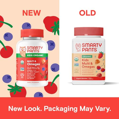 Gomas Multivitamínicas Orgânicas para Crianças: Ômega 3 (ALA), Vitamina D3, C, B12, B6, A, K | 60 g - SmartyPants