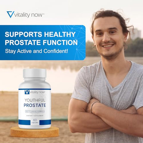 Vitality Now - Juventude Prostática – Saw Palmetto para Homens, Aumenta a Energia com Panax Ginseng, Proteção Antioxidante, Vitamina E, Licopeno, Promove Vitalidade e Bem-Estar – Prostática Juvenil