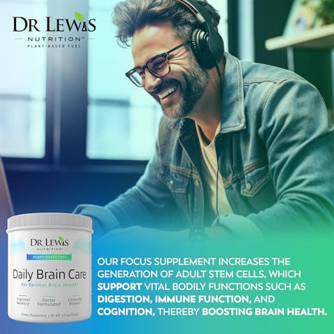 Dr Lewis Nutrition - Suplemento Cognitivo Diário à Base de Plantas com BiAloe para Memória e Concentração – Suporte Cerebral e Energia – 150g