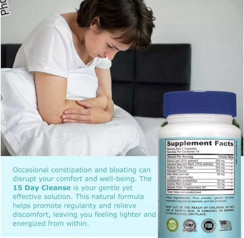 Generic - 15 Dias de Limpeza Intestinal – Suporte Intestinal e Colônico, Limpeza Intestinal de 15 Dias com Desintoxicação (1 Frasco com 30 Cápsulas)
