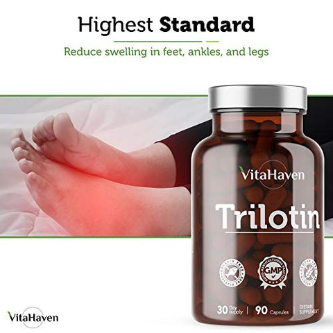 VitaHaven - Trilotin: Tratamento para Pés e Tornozelos Inchados com Edema na Perna Inferior – Reduz Inchaço nos Pés e Tornozelos por Retenção de Água – Inclui: Raiz de Dente-de-Leão