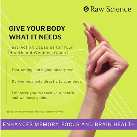 S RAW SCIENCE - Suplementos Cerebrais Nootrópicos para Memória – Potencialize seu Cérebro com Fórmula Avançada