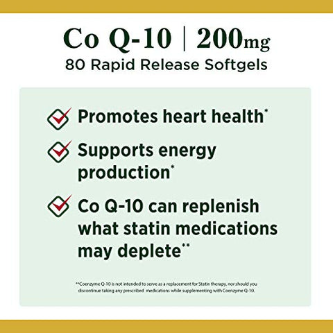 Nature's Bounty - Nature’s Bounty CoQ10 200mg – Suporte para a saúde do coração – 80 cápsulas de liberação rápida (Pacote com 3)