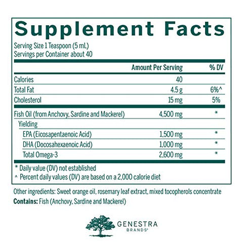 Super EFA Forte Líquido | Fórmula de Óleo de Peixe para Apoiar a Saúde Cognitiva, Cardiovascular e Articular | Sabor Natural de Laranja | 200 ml - Genestra Brands