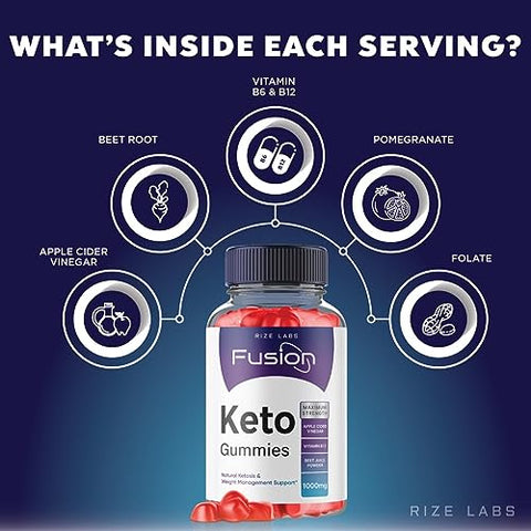 rize labs - Keto Fusion Gummies ACV para Emagrecimento Avançado, Controle de Apetite e Prevenção de Acúmulo de Gordura – KetoFusion