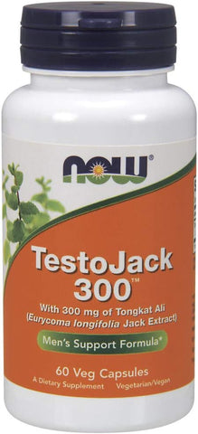 NOW Foods - NOW Supplements TestoJack 300™ – 300 mg de Tonkat Ali (Extrato de Eurycoma longifolia Jack), 60 Cápsulas Vegetais | Aliado Natural para o Aumento de Testosterona