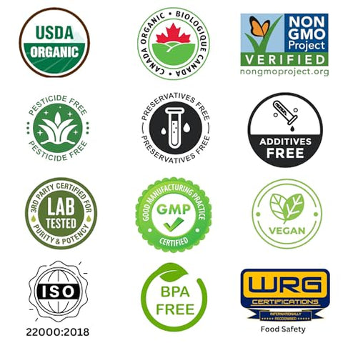 Feenlo - Blend em Pó de Moringa, Shilajit, Cúrcuma, Graviola, Gotu Kola e Amla Orgânico e Não-OGM | Poder Verde Apresentado em Embalagem de 3 Meses