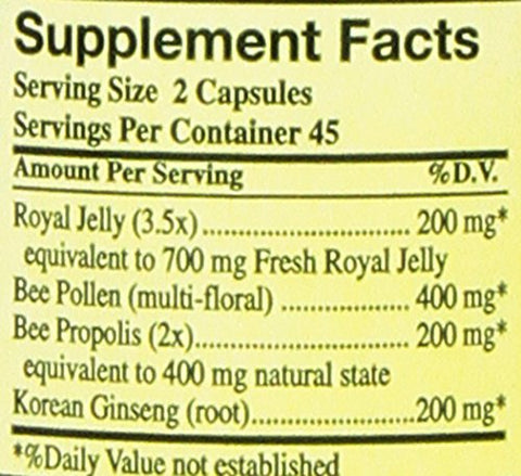 YS Eco Bee Farms - YS Organic Farms: Geléia Real Pólen de Abelha Própolis c/ Ginseng 90 ct