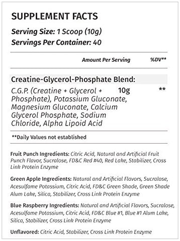 CGP: Creatine Glycerol Phosphate 100% Micronizada em Pó 400g - Metabolic Nutrition
