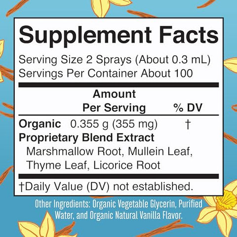 MaryRuth Organics - Spray Orgânico para Garganta USDA com Folha de Verbascum por MaryRuth’s | Raiz de Althaea