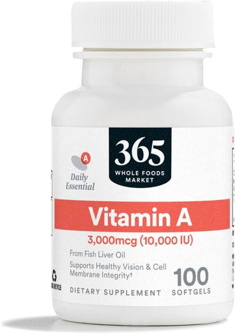 Vitamina A 10K IU, 100 Softgels – Benefícios para a saúde e bem-estar - 365 by Whole Foods Market