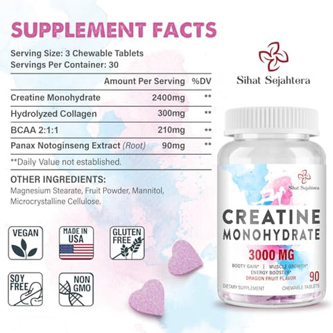 Sihat Sejahtera - 3000 MG Creatina Monohidratada para Mulheres – Potencialize seus resultados!