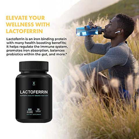Lactoferrin 500mg – Tamanho de Porção Poderoso (Sem Glúten, Não Transgênico, Suplementos Sem Soja) – Componente no Colostrum – Fabricado nos EUA, Suporta Imunidade Saudável, Utilização de Ferro - HUMANX