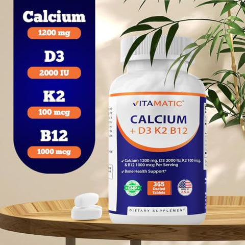 Suplemento de Cálcio 1200mg com D3 e K2 – Fortaleça seus ossos - Vitamatic