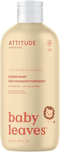 Sabonete Líquido de Banho para Bebê, Verificado pelo EWG, Testado Dermatologicamente, à Base de Plantas e Minerais, Vegano, Néctar de Pera, 473 ml - ATTITUDE