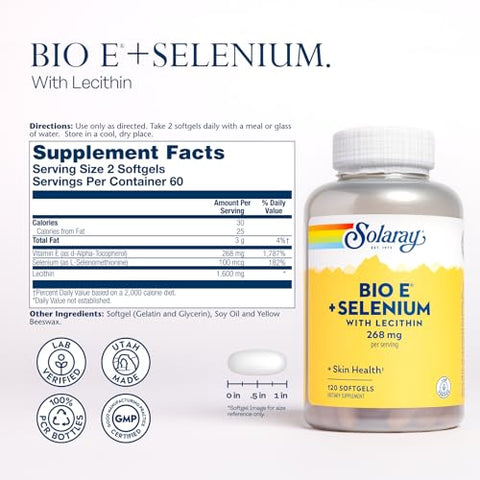 SOLARAY - Solaray Bio E com Selênio Suplemento, 400UI, 120 Cápsulas – Marca Solaray