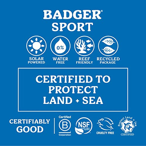 Protetor Solar Badger Reef Safe, FPS 40 Mineral Esportivo, 98% Ingredientes Orgânicos, Amplo Espectro, Resistente à Água, Óxido de Zinco, Sem Fragrância, 85 ml (2 Unidades)