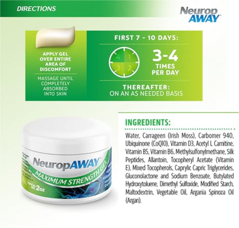 Gel Máxima Potência para desconforto nervoso, queimação, formigamento e dormência 60ml - NeuropAWAY