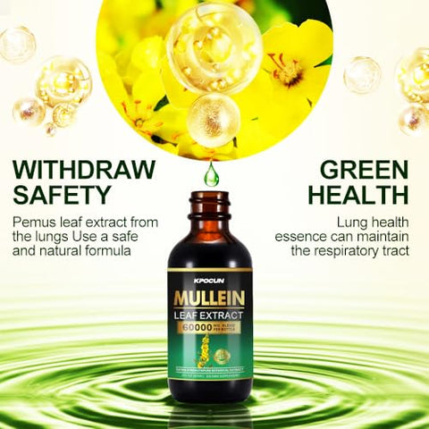 KPOCUN - Gotas de Verbascum para os Pulmões – Limpeza Pulmonar – Extrato de Folha – Suplementos Herbais – Poderoso Verbascum para Suporte Imunológico e Desintoxicação