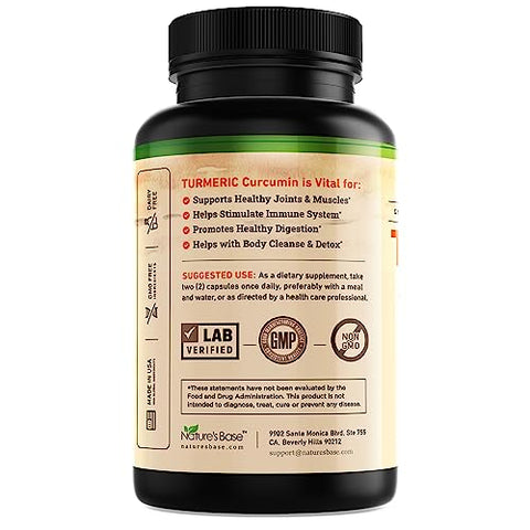 NATURE'S BASE - Suplemento de Cúrcuma Curcumina com Gengibre – Marca em Destaque