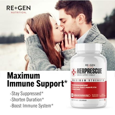 Re+Gen Nutrition - Re Gen Nutrition HERPRESCUE – Suporte para Surto de Herpes Labial, Cuidado Natural para Adultos, Cápsulas com Zinco e Vitamina C