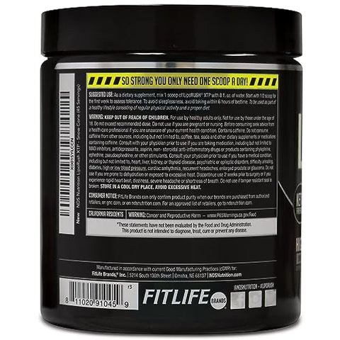 LIPORUSH - NDS Nutrition XTP Queimador de Gordura Termogênico com L-Carnitina – Energia, Foco e Controle de Apetite – Pó Termogênico Extremo para Perda de Peso – Sabor Blue Berry Snow Cone (45g)