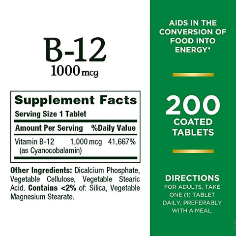 Nature's Bounty - Nature’s Bounty Vitamina B12, Magnésio – Benefícios para a Saúde e Energia | 60 cápsulas | Marca Nature’s Bounty