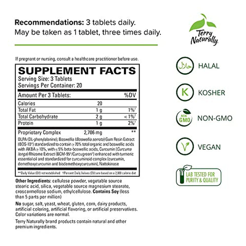 Curamin Extra Strength – 60 Comprimidos, Pacote de 2 – Alívio Não-Viciante da Dor com Curcumina de Cúrcuma, Boswellia - Terry Naturally