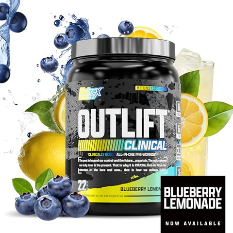 Outlift Clinical – Pré-treino em Pó Clinicamente Dosado com Creatina, Citrulina, EAA | Energia, Desempenho, Bomba – Produto para Homens - Nutrex Research