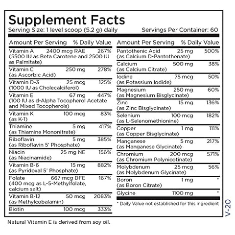 Vitamin Mineral Base Powder – Multivitamínico Sem Ferro com Vitaminas B Ativas e Minerais Quelados (312g, 60 Porções) - Metabolic Maintenance
