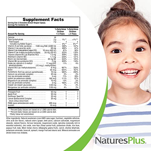 Animal Parade Multivitamínico Infantil Mastigável Sabor Uva – 90 Comprimidos em Formato de Animais – Promove Saúde - Natures Plus