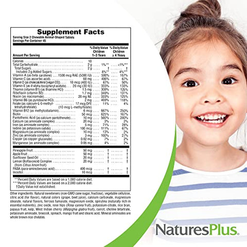 Animal Parade Multivitamínico Infantil Mastigável Sabor Uva – 90 Comprimidos em Formato de Animais – Promove Saúde - Natures Plus