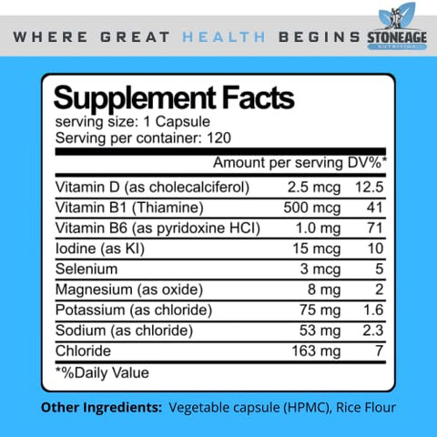 StoneAge Nutrition - Pílulas de Eletrólitos – 120 Cápsulas – Suporte para Síndrome de POTS, Comprimidos de Sal – Suplementos de Eletrólitos Keto, Hidratação Rápida, Resistência, Recuperação da Desidratação – Livre de GMO