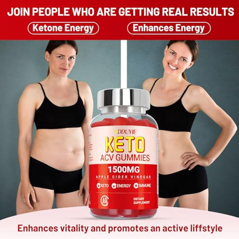 DDUYIE - (2 Pacotes) Gomas Keto ACV Extreme de 1500MG, Gomas, Vinagre de Maçã Formulado com Pó de Romã e Beterraba e B12, Vegano e Não GMO, 120 Gomas