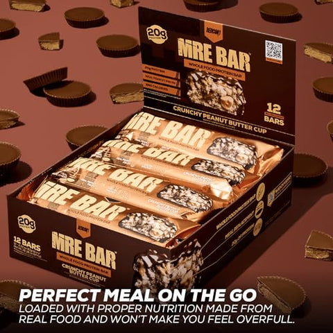 MRE Bar de Proteína, Bolo Alemão de Chocolate – Contém Óleo MCT 20g de Proteína de Alimentos Integrais – Fácil Digestão, Barra de Substituição de Refeição com Baixo Teor de Açúcar e Equilíbrio de Macros (12 Barras) - REDCON1