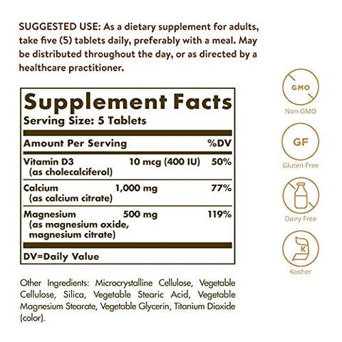 SOLGAR - Solgar Cálcio Magnésio com Vitamina D3, 300 Comprimidos – Fortalece os Ossos e Suporta o Sistema Nervoso