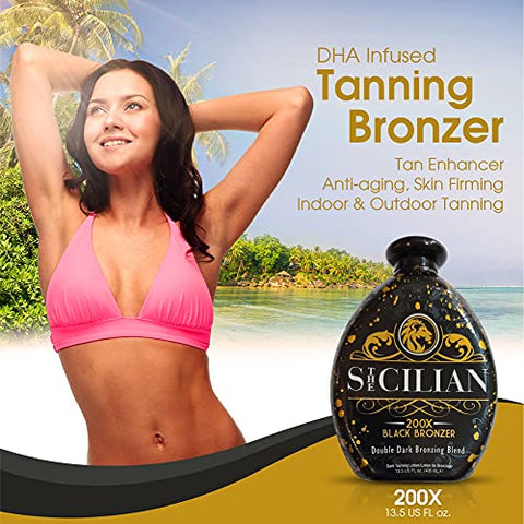The Sicilian - Bronzeador Gradual 200X Dark Black – Loção Bronzeadora para Pele Radiante – 100g