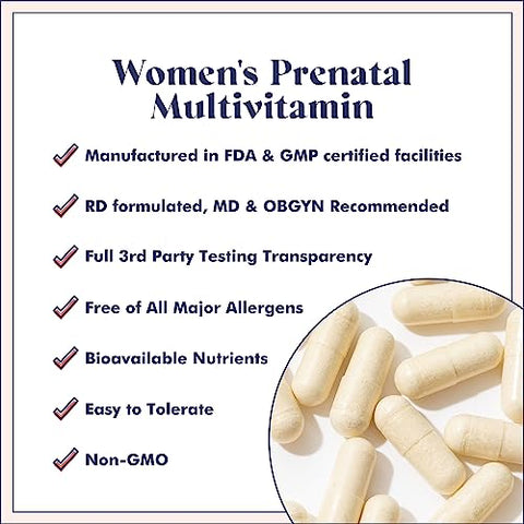 FullWell - Vitaminas Pré-Natais | colina, folato, vitamina D para crescimento fetal, desenvolvimento cerebral | 26 Nutrientes Essenciais | Formuladas por Nutricionistas, Recomendadas por Obstetras, Não-OGM, Testadas por Terceiros, 30