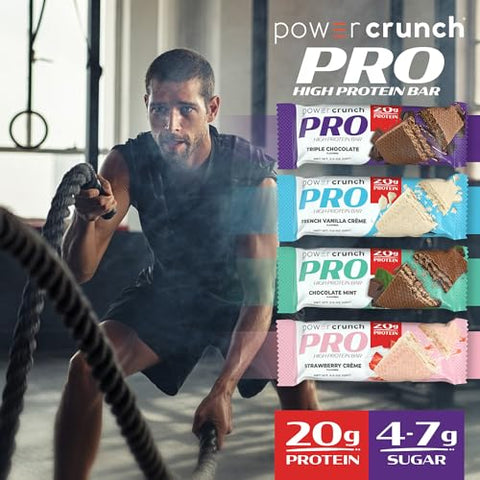 PRO Barras de Wafer de Proteína, Pacote Sortido, em 4 Sabores Barras de 56g (16 Unidades). Alta Proteína - Power Crunch