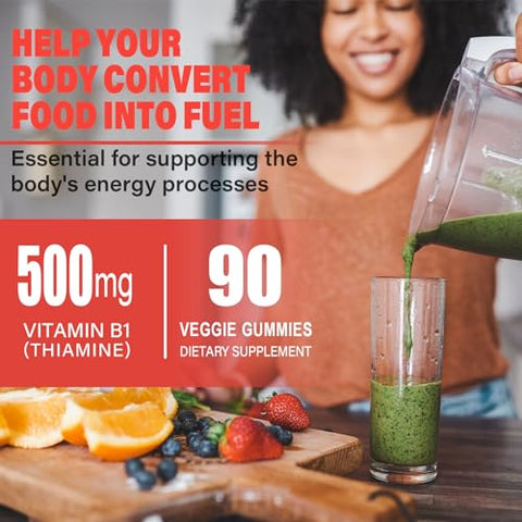 vidabotan - Gomas de Vitamina B1 sem açúcar 500mg – Suplemento de Tiamina B1 para Adultos